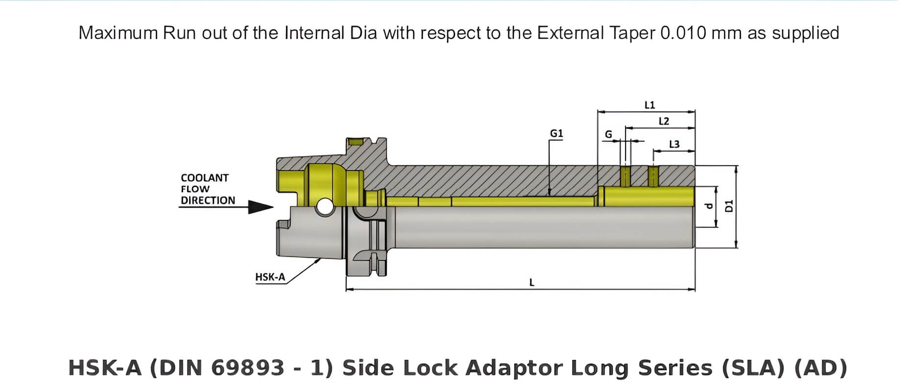 HSK-A 100 SLA 16 200 AD Side Lock Holder (Balanced to G 6.3 15000 rpm)